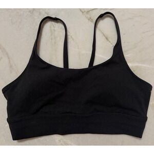 Vuori Yosemite Sports Bra Black Longline Sz Medium Strappy Back Yoga Workout Bra